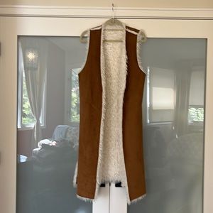 Faux Shearling Reversible Long Vest